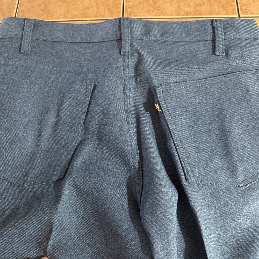 Men's Vintage Levi's 517 Blue Polyester Dress Pants 34 X 29 USA Made Gold Tag - Picture 5 of 10